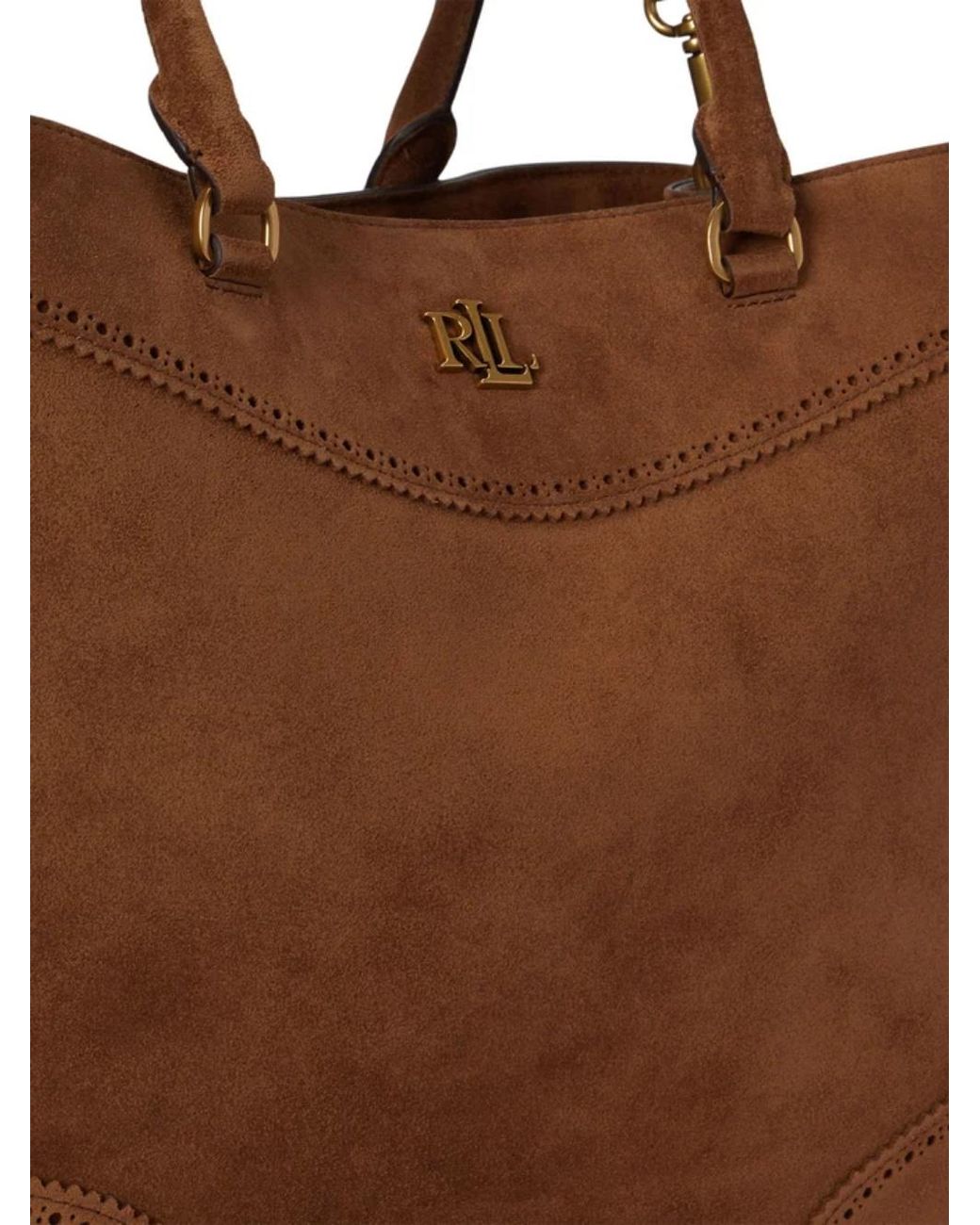 Ralph Lauren Brown Large Marcy Suede Tote Bag