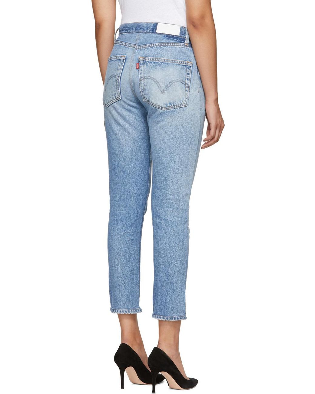 Re/done Blue High-Rise Cropped Jeans