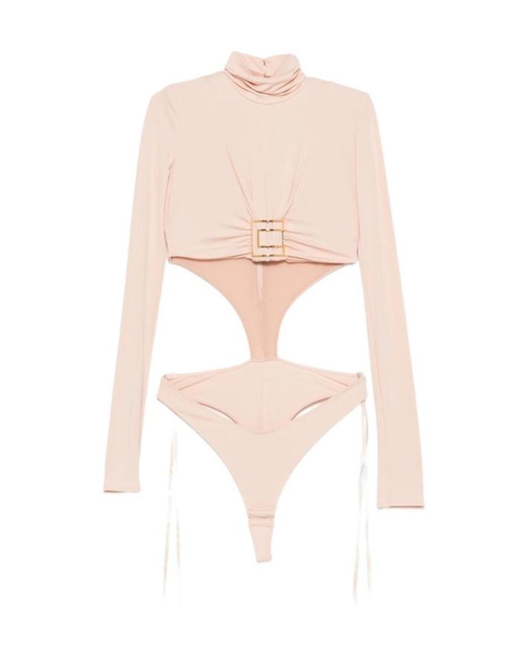 Elisabetta Franchi Pink Cut-Out Logo-Plaque Bodysuit
