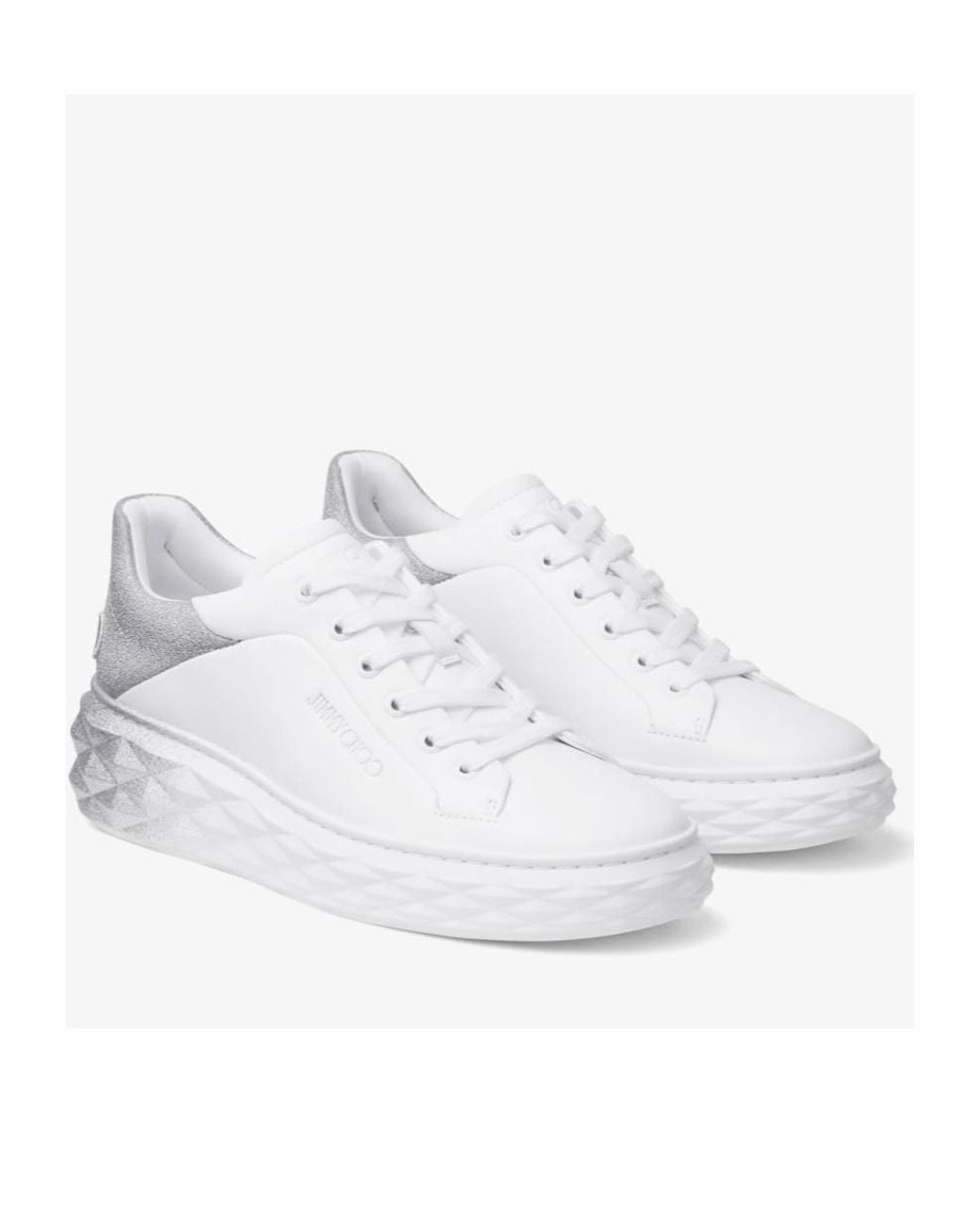 Jimmy Choo White Diamond Maxi/F Ii Leather Sneaker