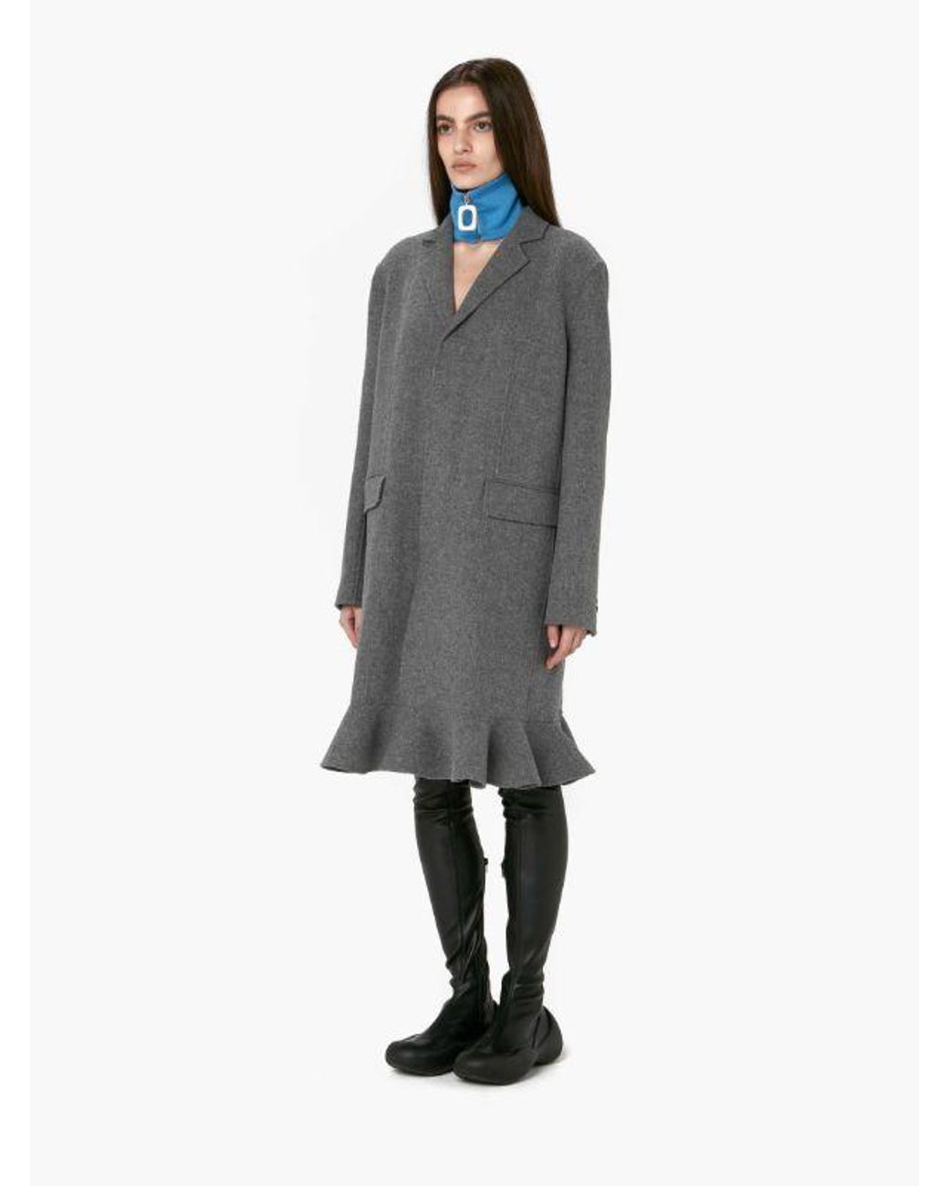 J.W. Anderson Gray Jw Anderson Ruffled Hem Coat
