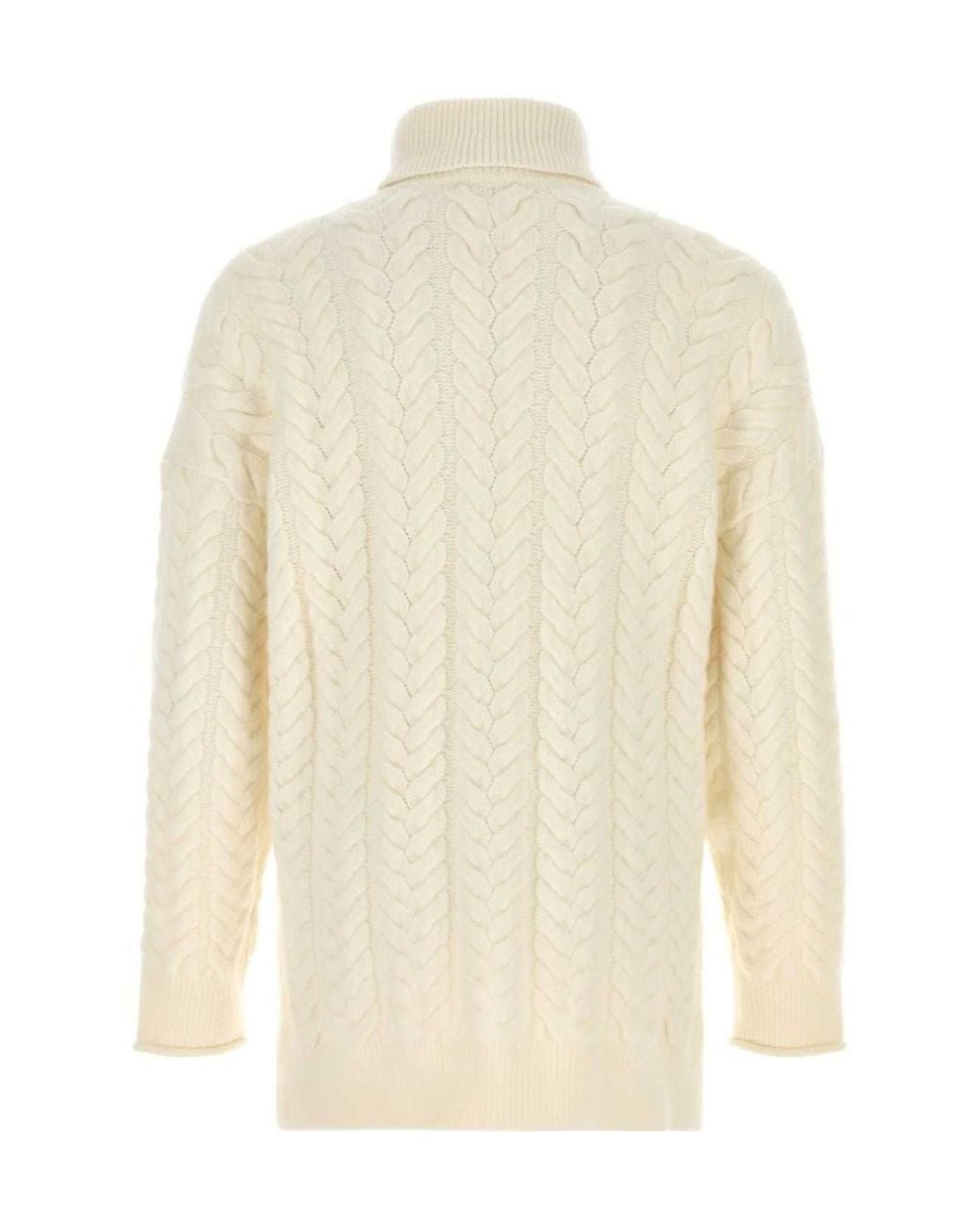 Giorgio Armani White Cable Knit Turtleneck Sweater for men