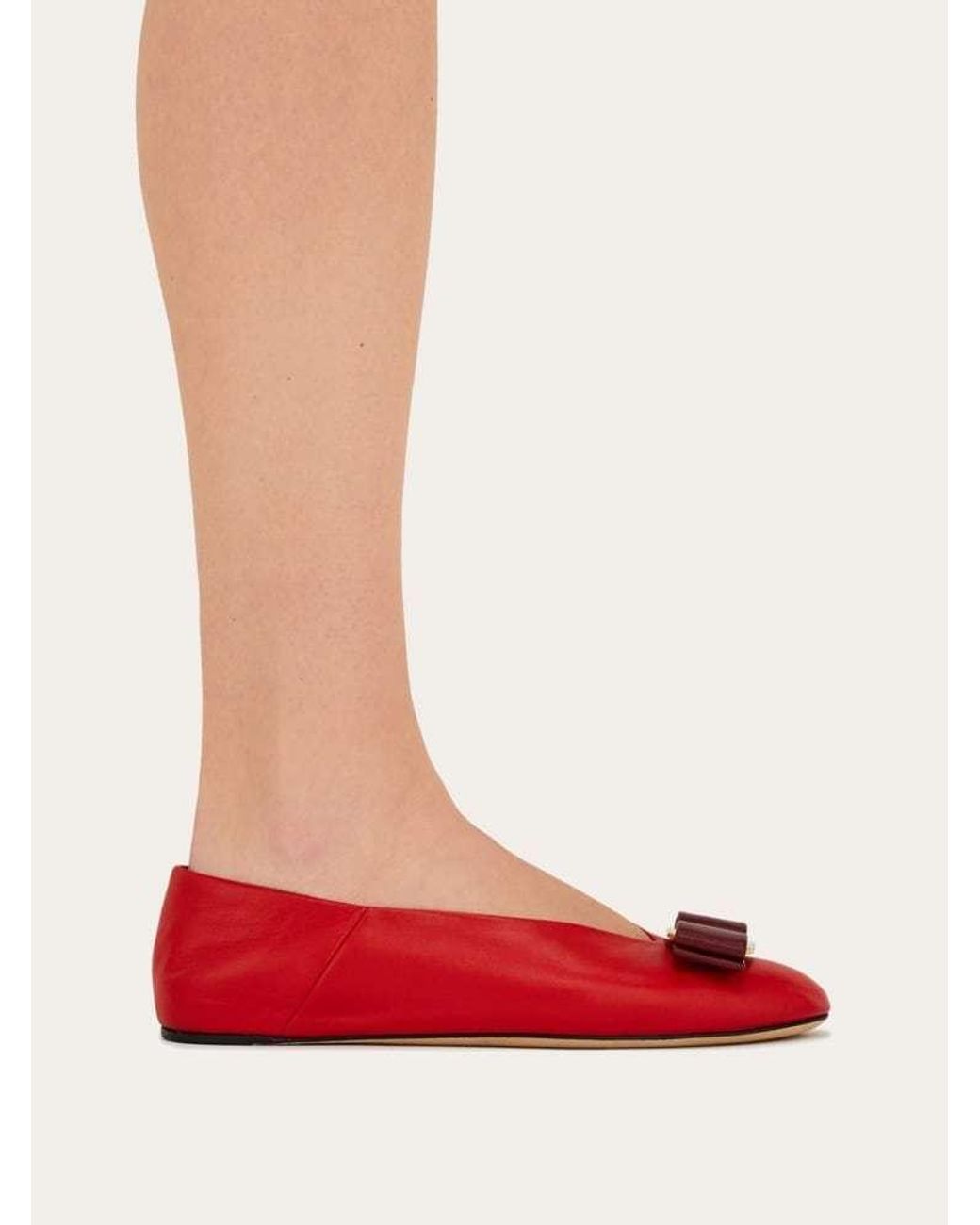Ferragamo Red Vara Bow Ballet Flat