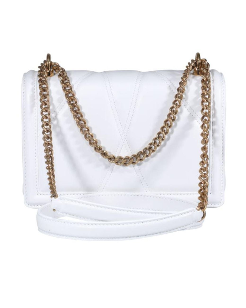 Dolce & Gabbana White Devotion Logo Plaque Shoulder Bag