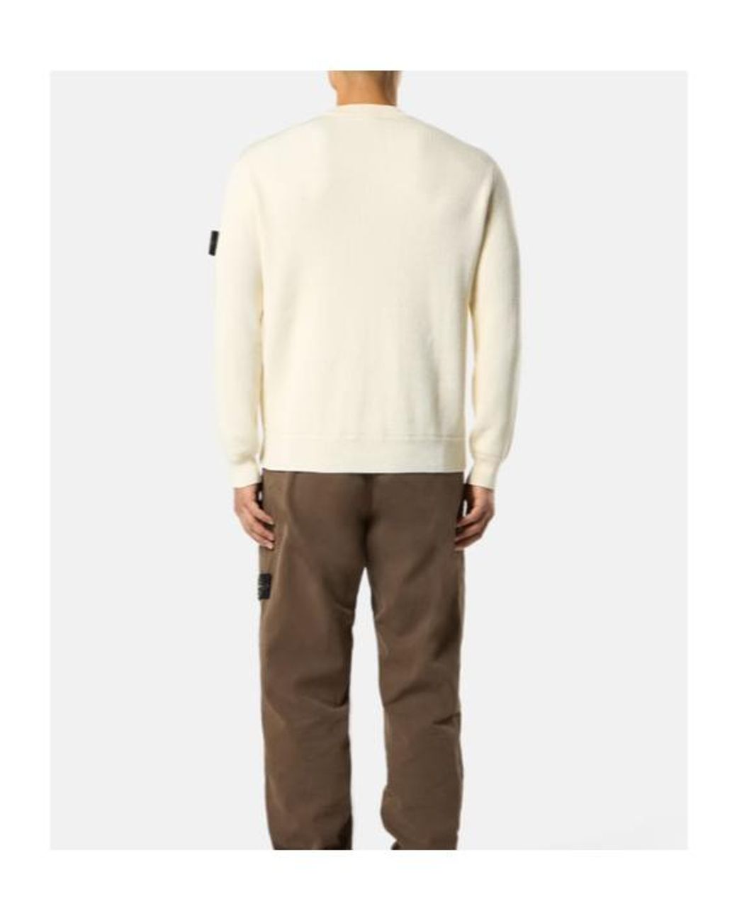 Stone Island White Logo Patch Crewneck Sweatshirt for men