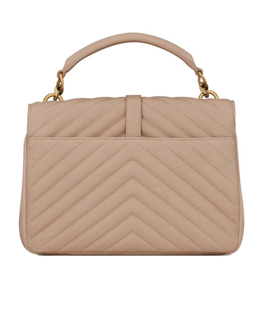 Saint Laurent Natural Collège Quilted Medium Shoulder Bag