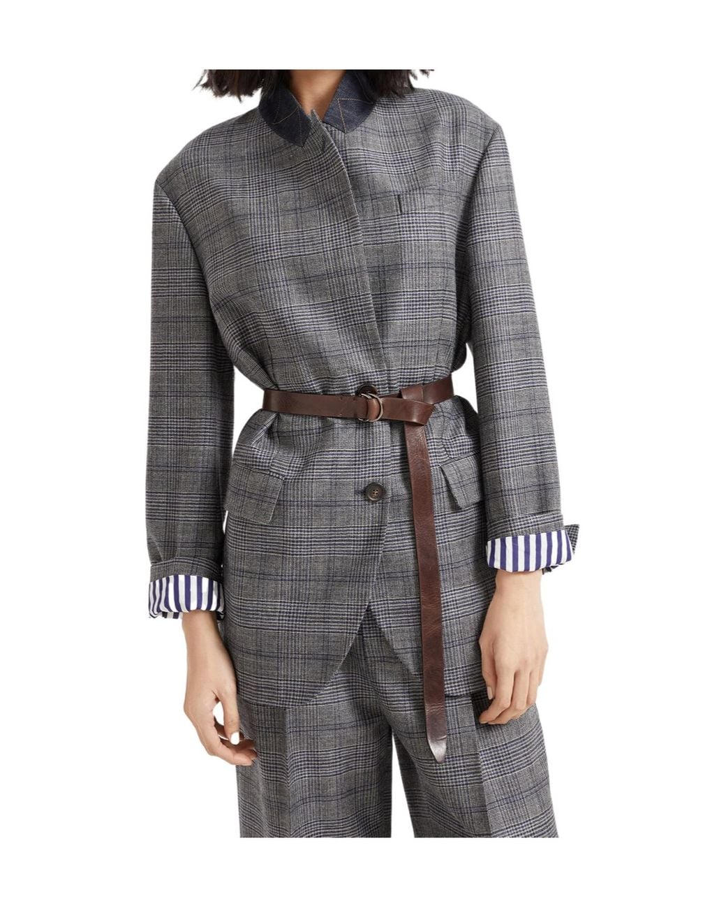 Brunello Cucinelli Gray Long-Sleeved Suit Jacket