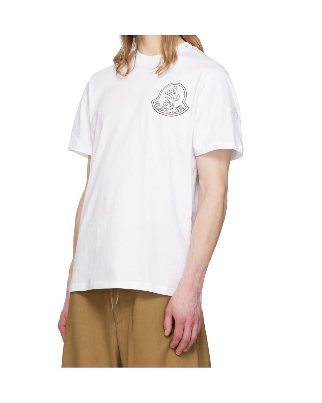 Moncler White Logo Printed Crewneck T-Shirt for men