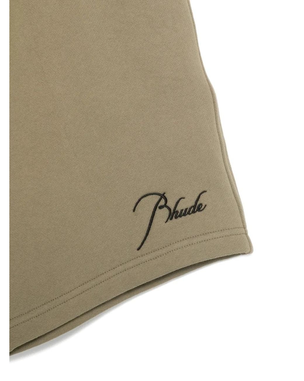 Rhude Green Drawstring Waist Shorts for men