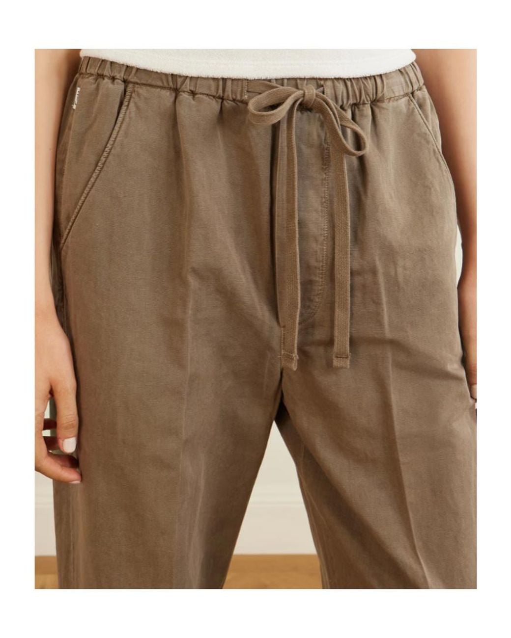 Citizens of Humanity Brown Aurora Cotton And Linen-Blend Wide-Leg Pants