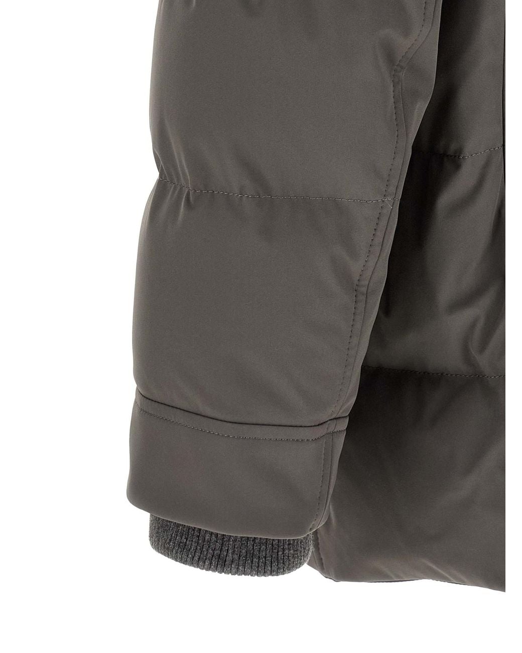 Brunello Cucinelli Natural Quilted Hooded Coat for men