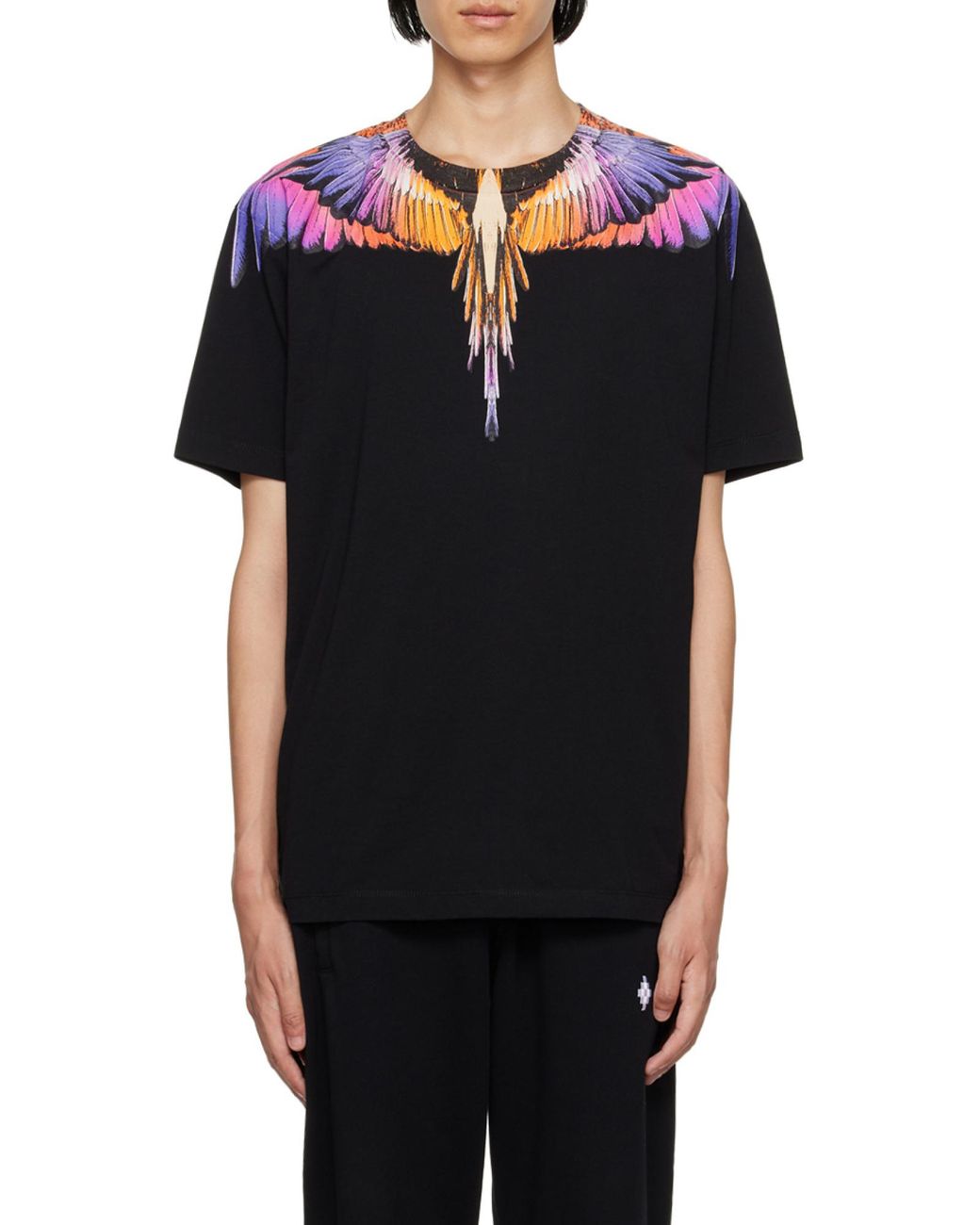 Marcelo Burlon Black Graphic-Print Organic Cotton T-Shirt for men