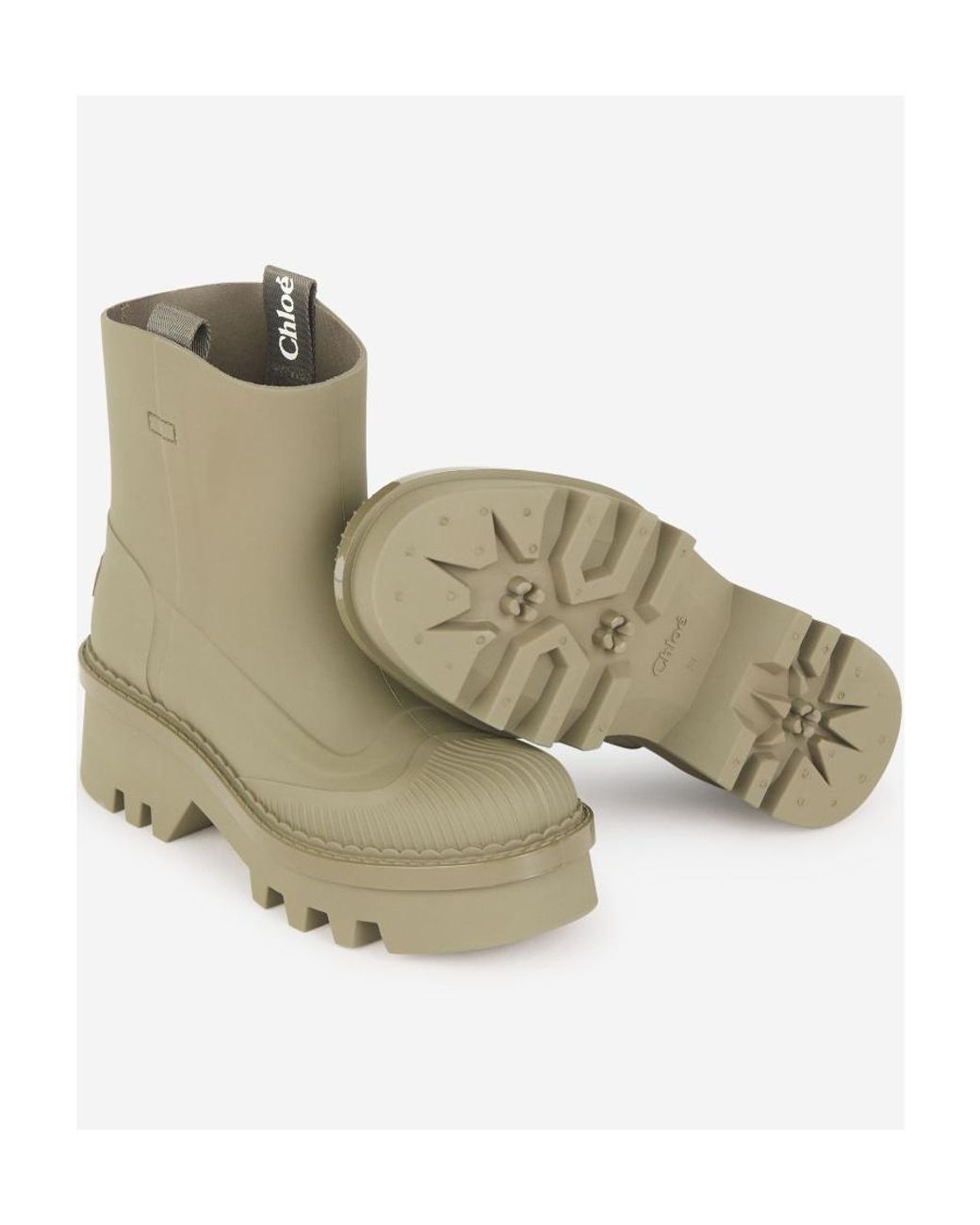 Chloé Green Round-Toe Short Boots