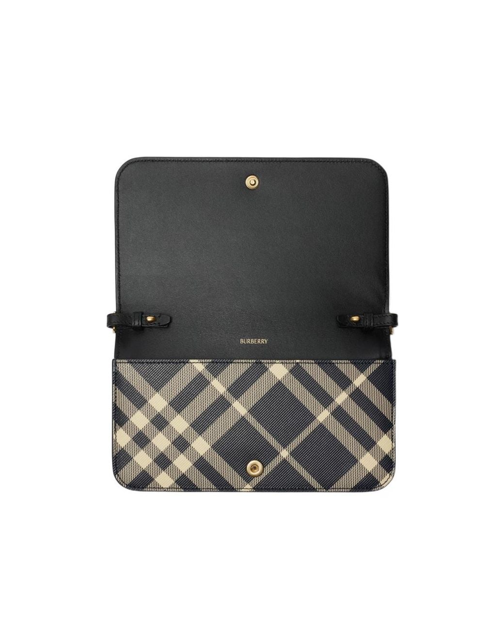 Burberry White Mini Check-Printed Chain Strap Wallet