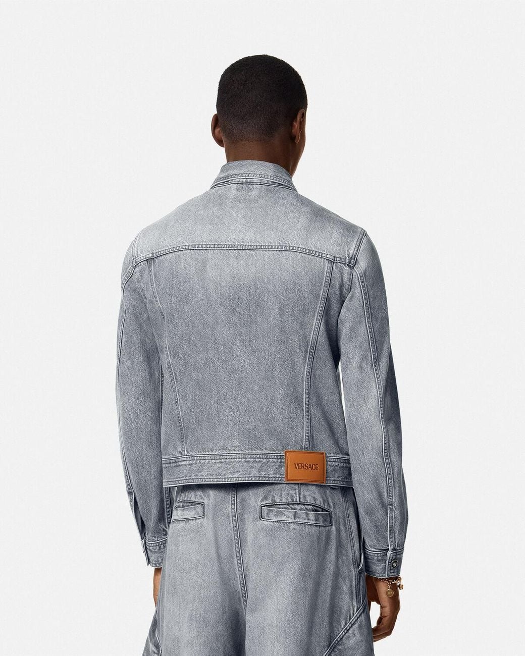 Versace Blue Medusa Head-Buttons Long-Sleeved Denim Jacket for men
