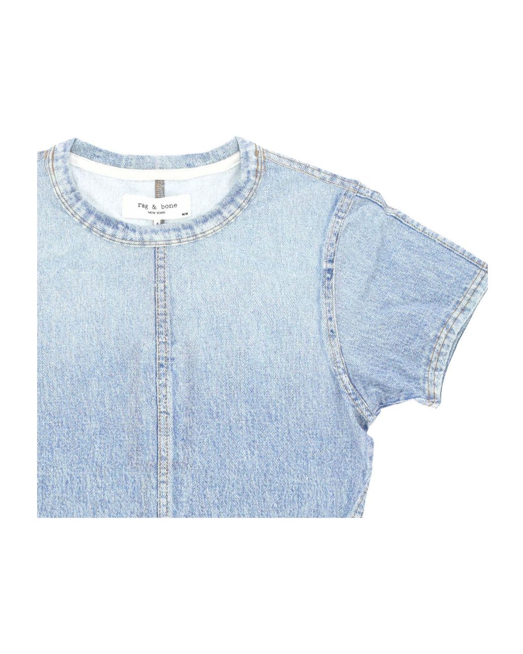 Rag & Bone Blue Crewneck Short-Sleeved Denim T-Shirt
