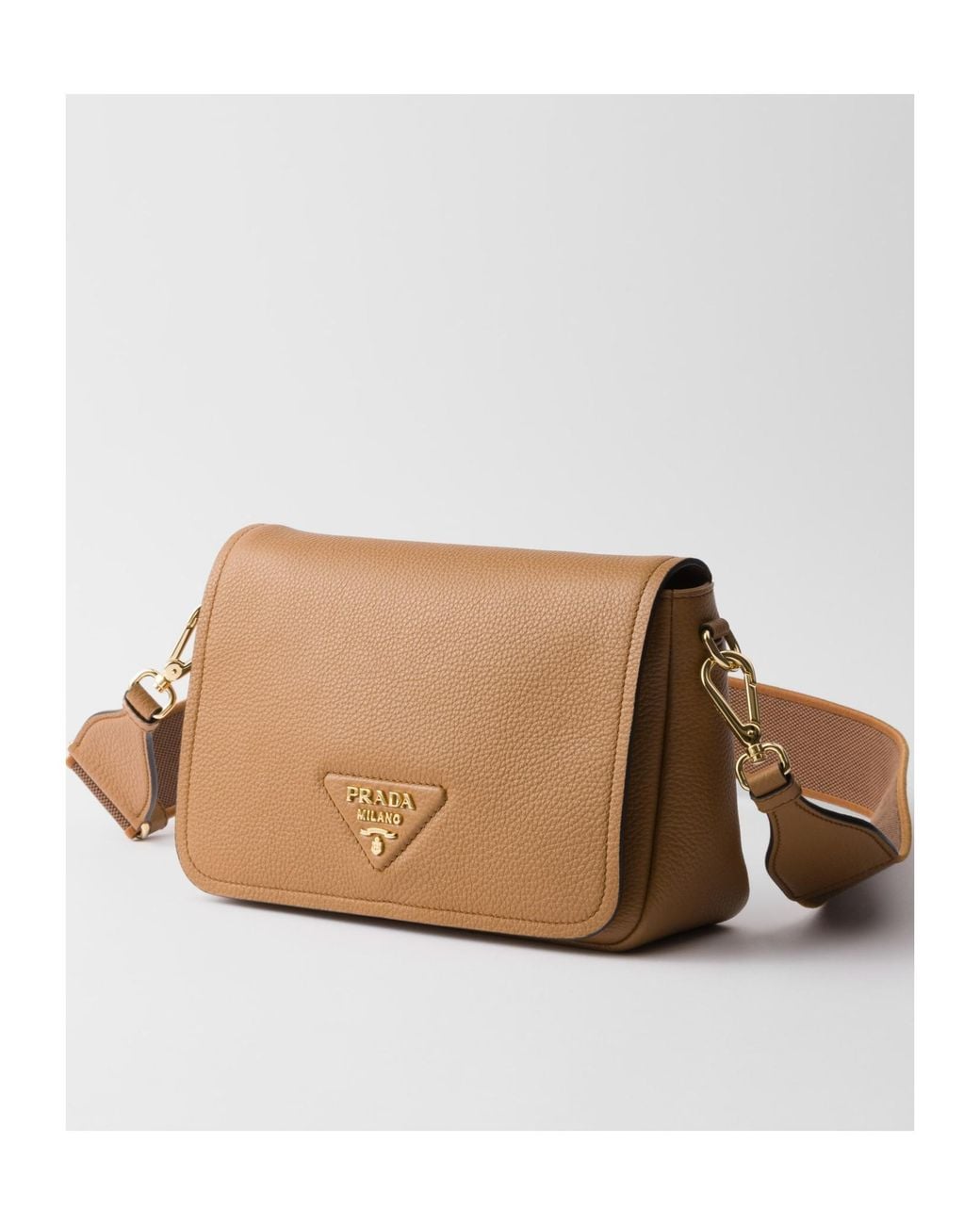 Prada Brown Pattina Flap Shoulder Bag
