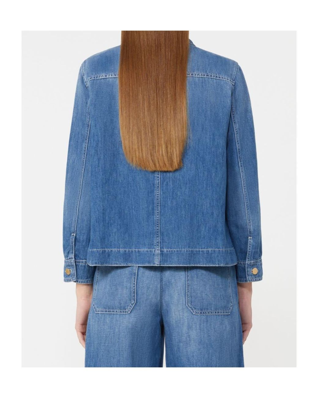 Max Mara Blue Cotton And Linen Denim Jacket