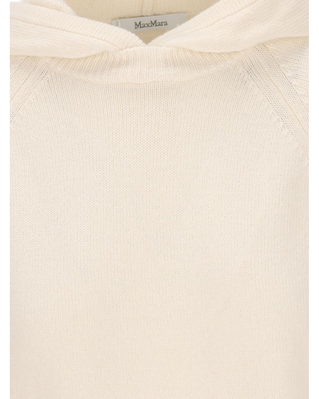 Max Mara White Mxmefebo Long Sleeved Knitted Hoodie