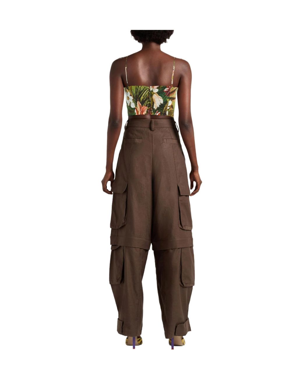 Farm Rio Green Floral Sleeveless Cropped Top