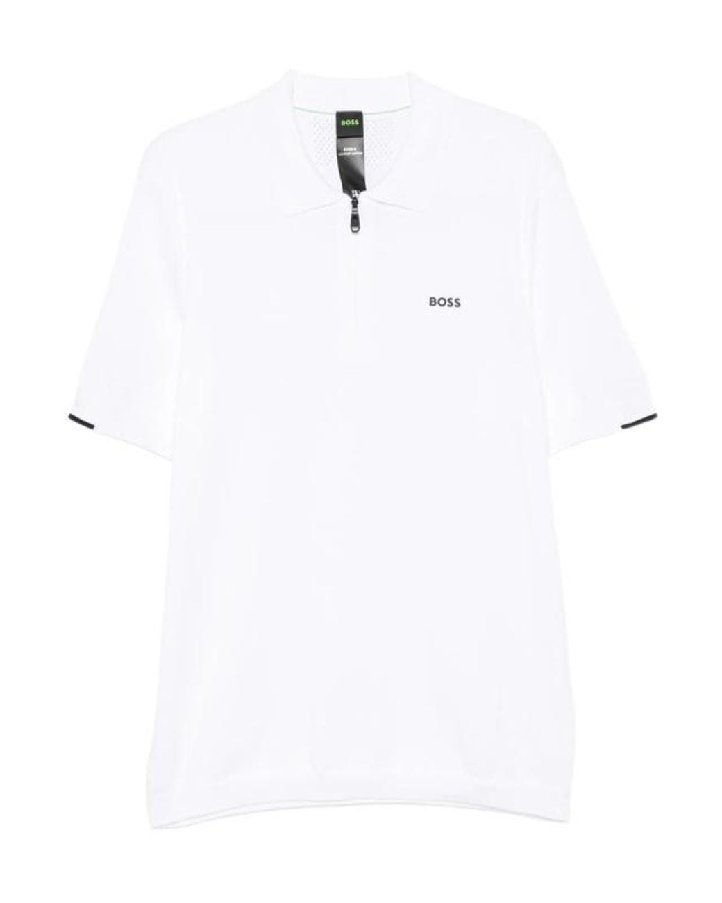 Boss White Ever-X Half-Zip Polo Shirt for men