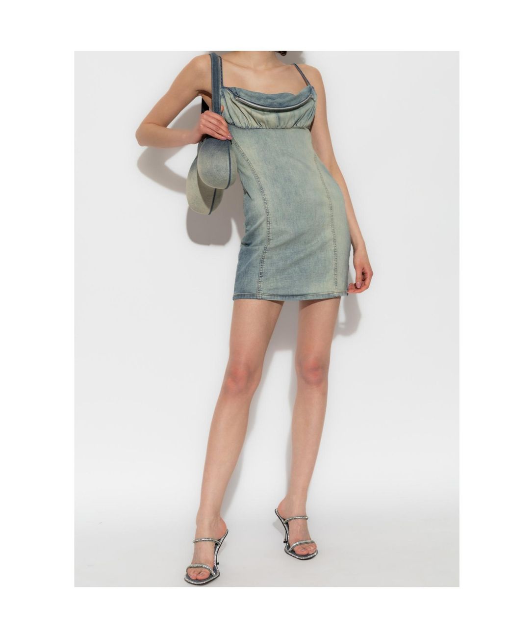 DIESEL Green De-Ellit- Zip-Detailed Denim Dress