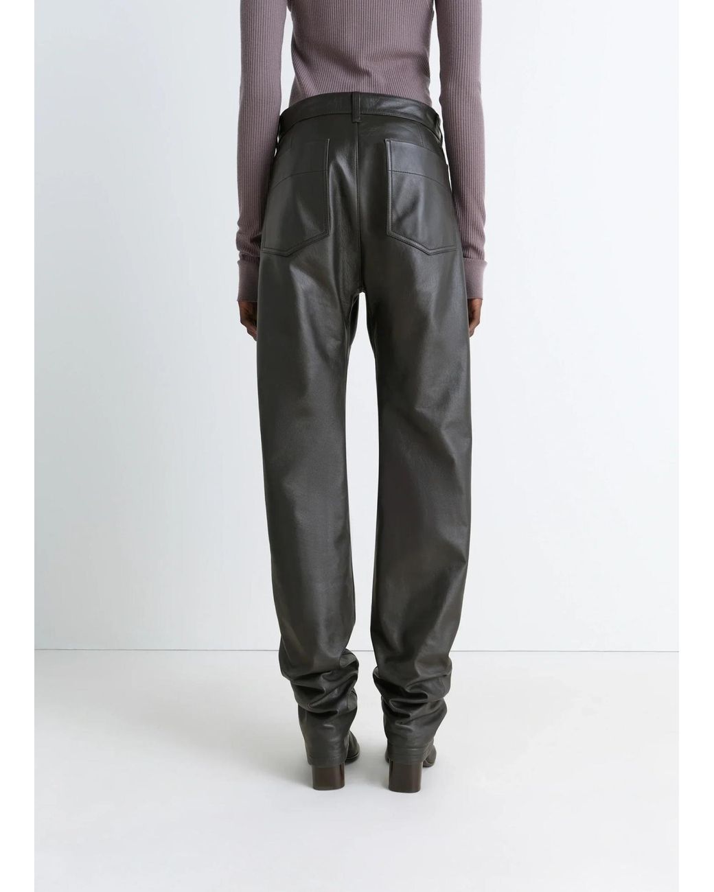Lemaire Gray Twisted Five-Pocket Leather Trousers