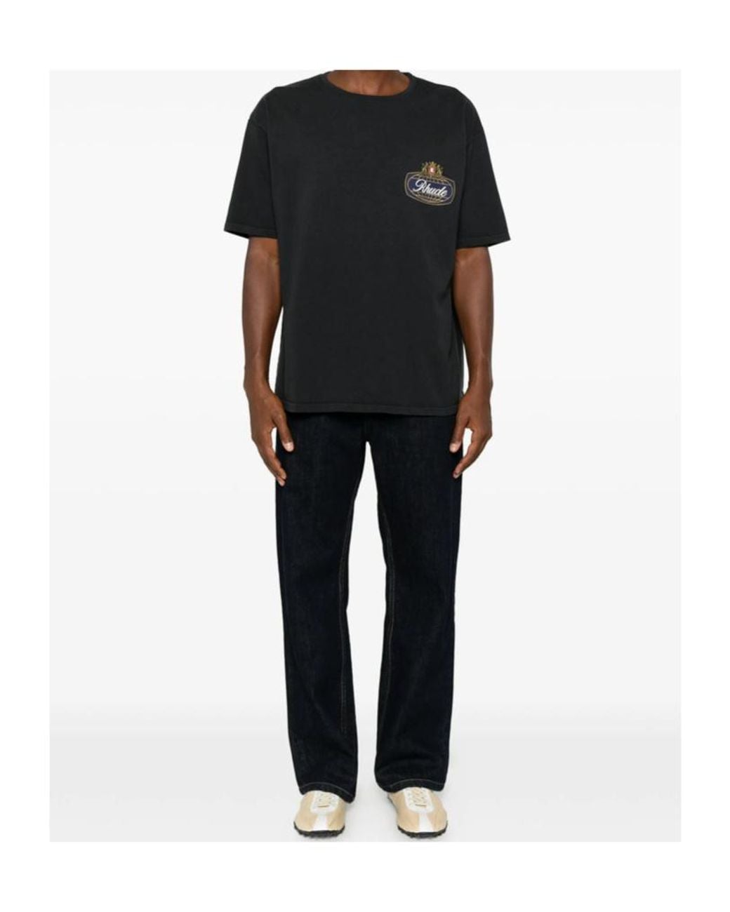 Rhude Black Safari Crest Logo T-Shirt for men