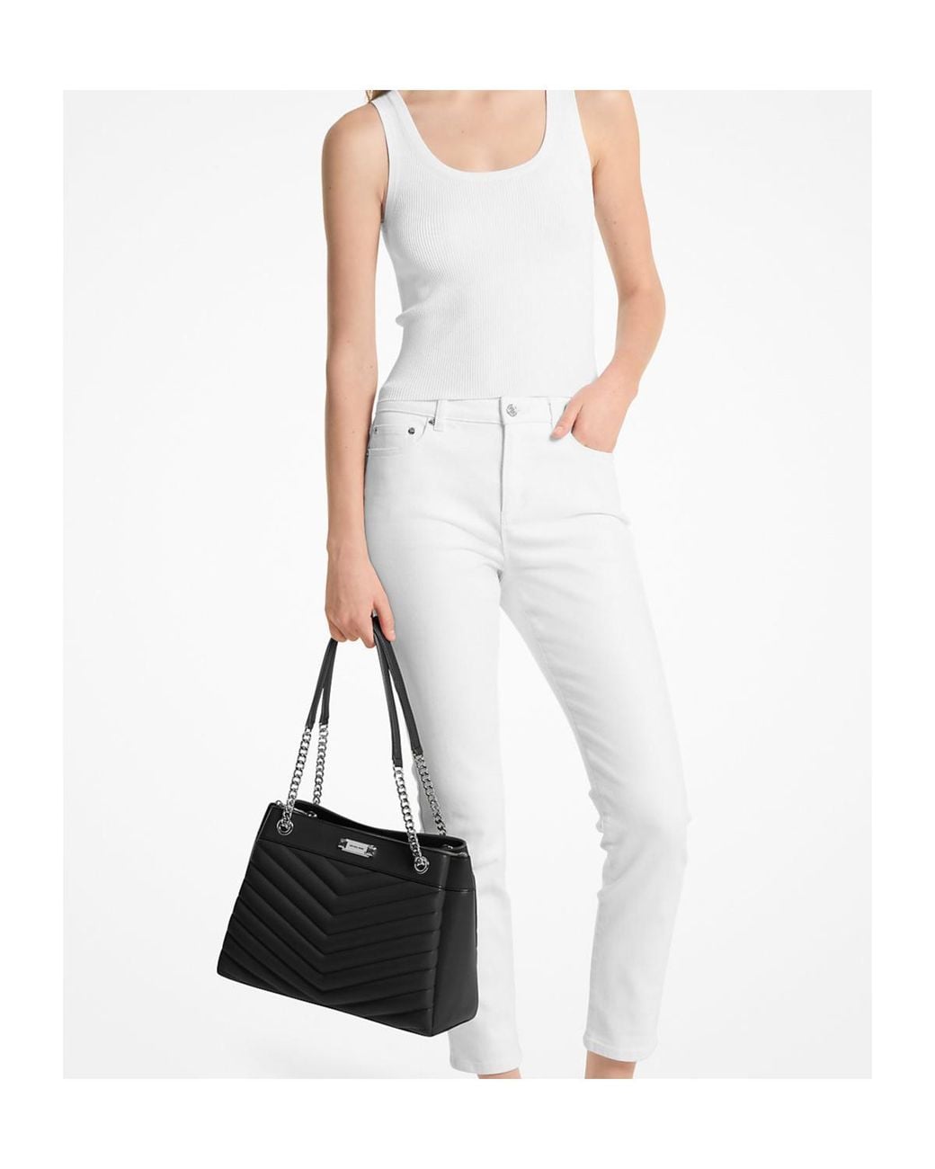 Michael Kors Black Whitney Medium Quilted Tote Bag