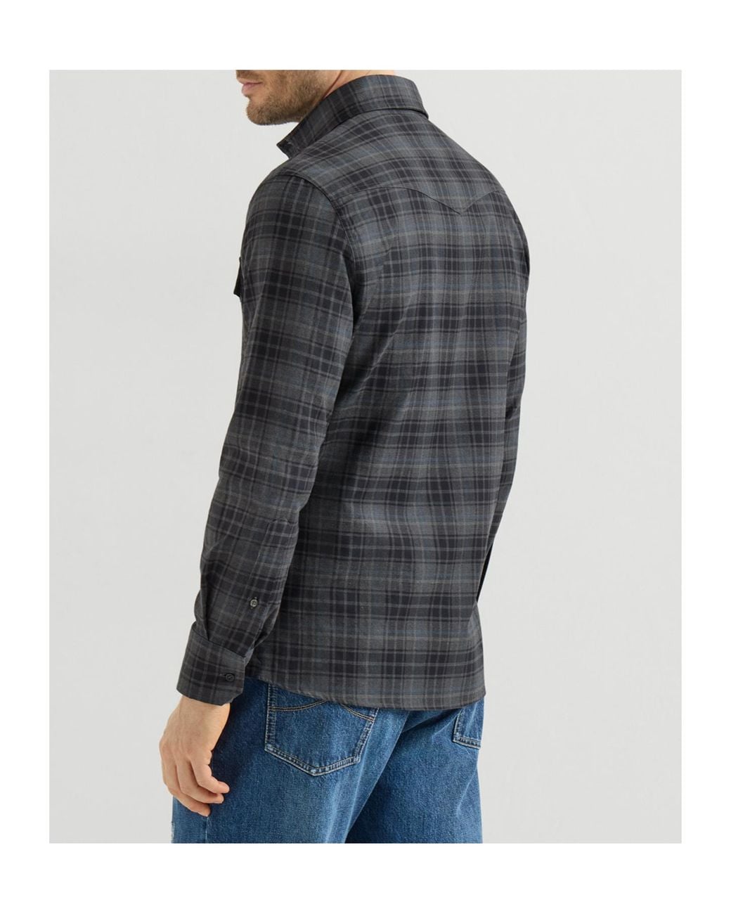 Brunello Cucinelli Gray Cotton Madras Western Shirt for men