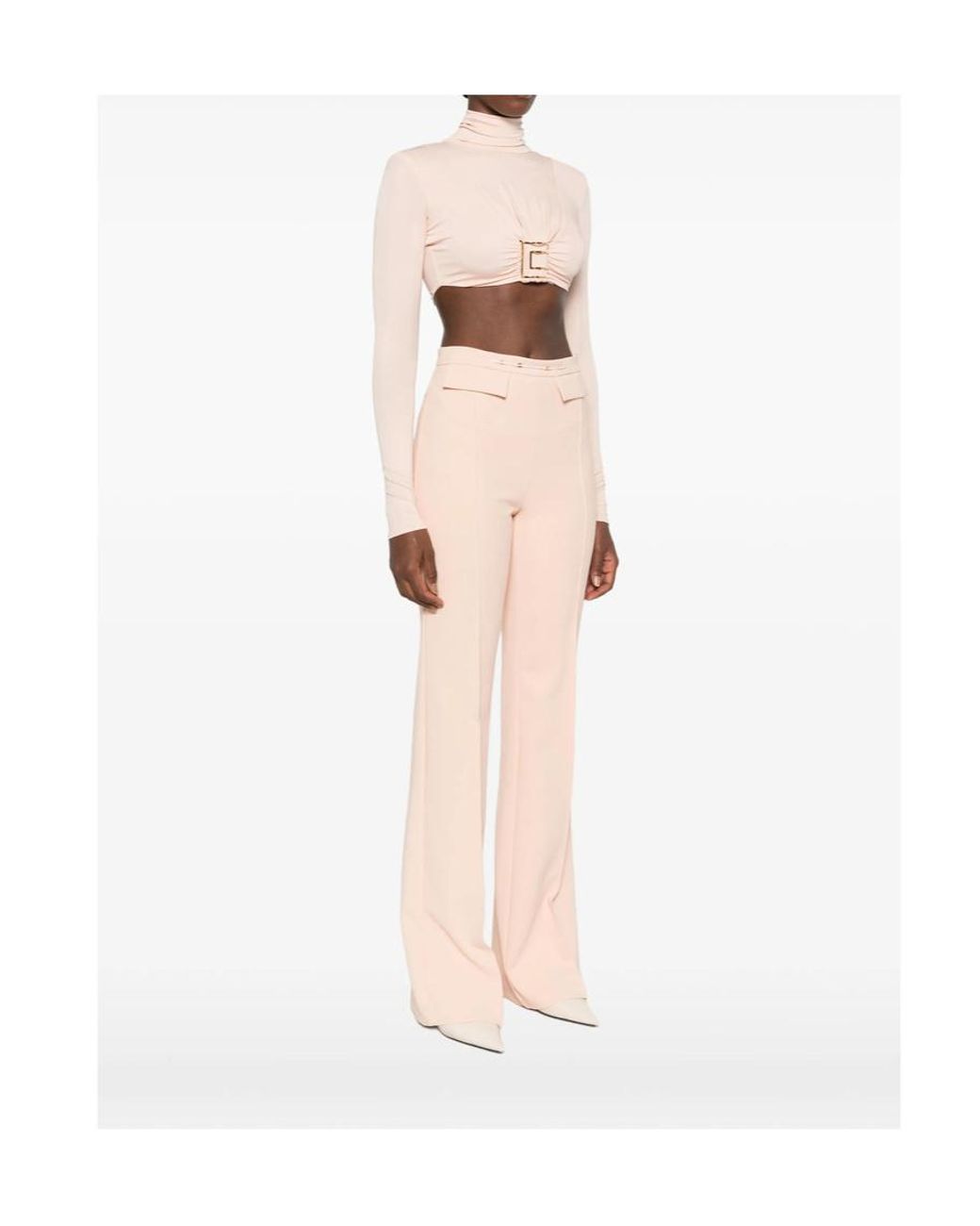 Elisabetta Franchi Pink Cut-Out Logo-Plaque Bodysuit