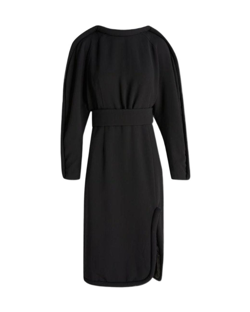 Dries Van Noten Black Belted Long-Sleeve Dress