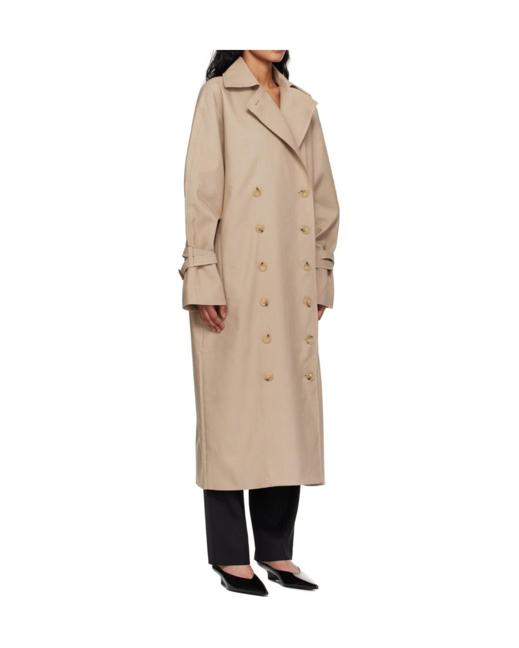 Totême Natural Totême Double-Breasted Long Sleeved Trench Coat