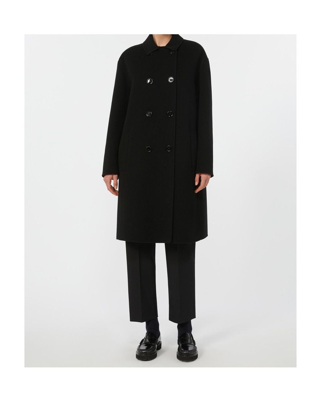 Max Mara Black 'S Ribes Double-Breasted Coat