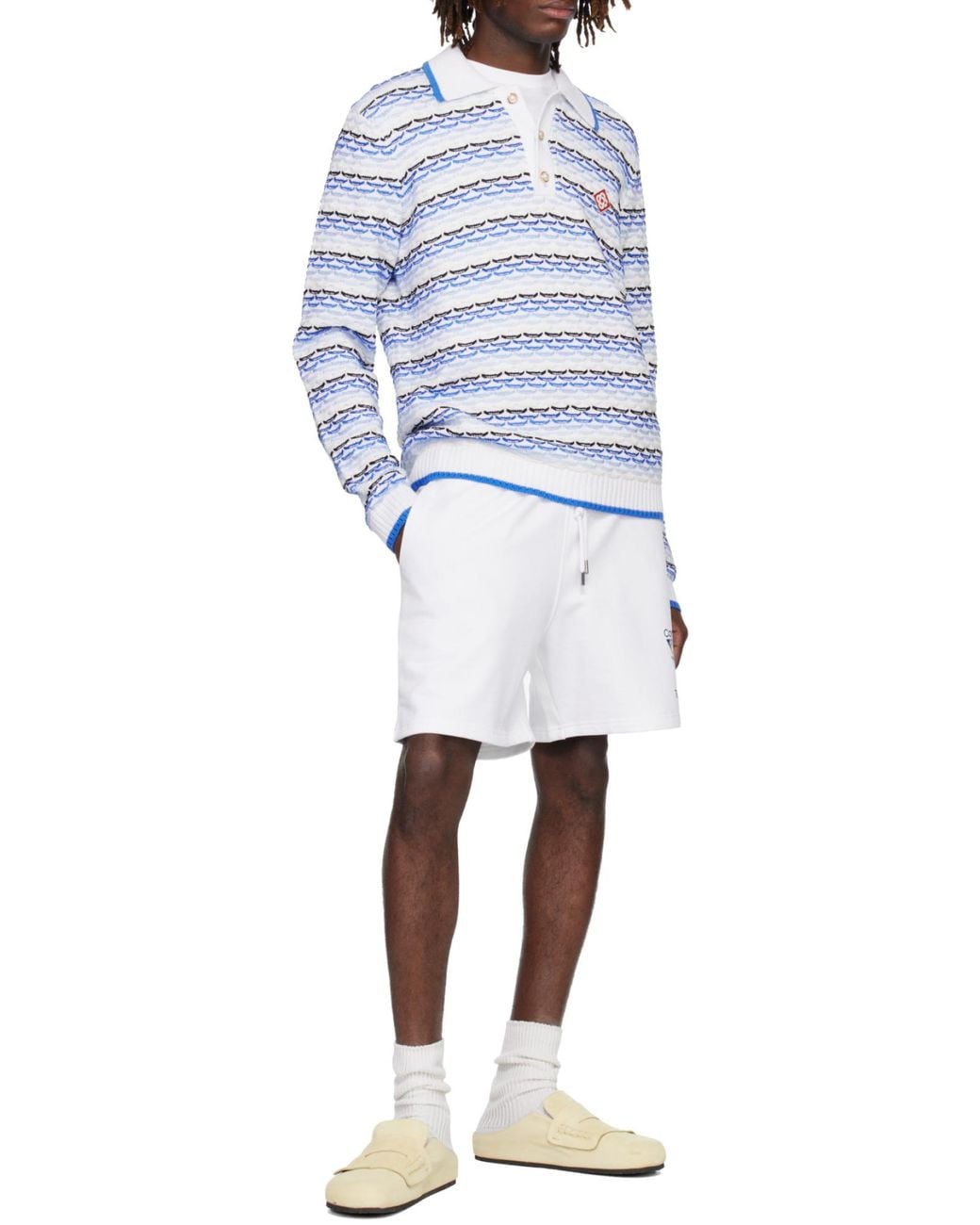 Casablanca White カサブランカ テニス クラブ ロゴ ショーツ for men
