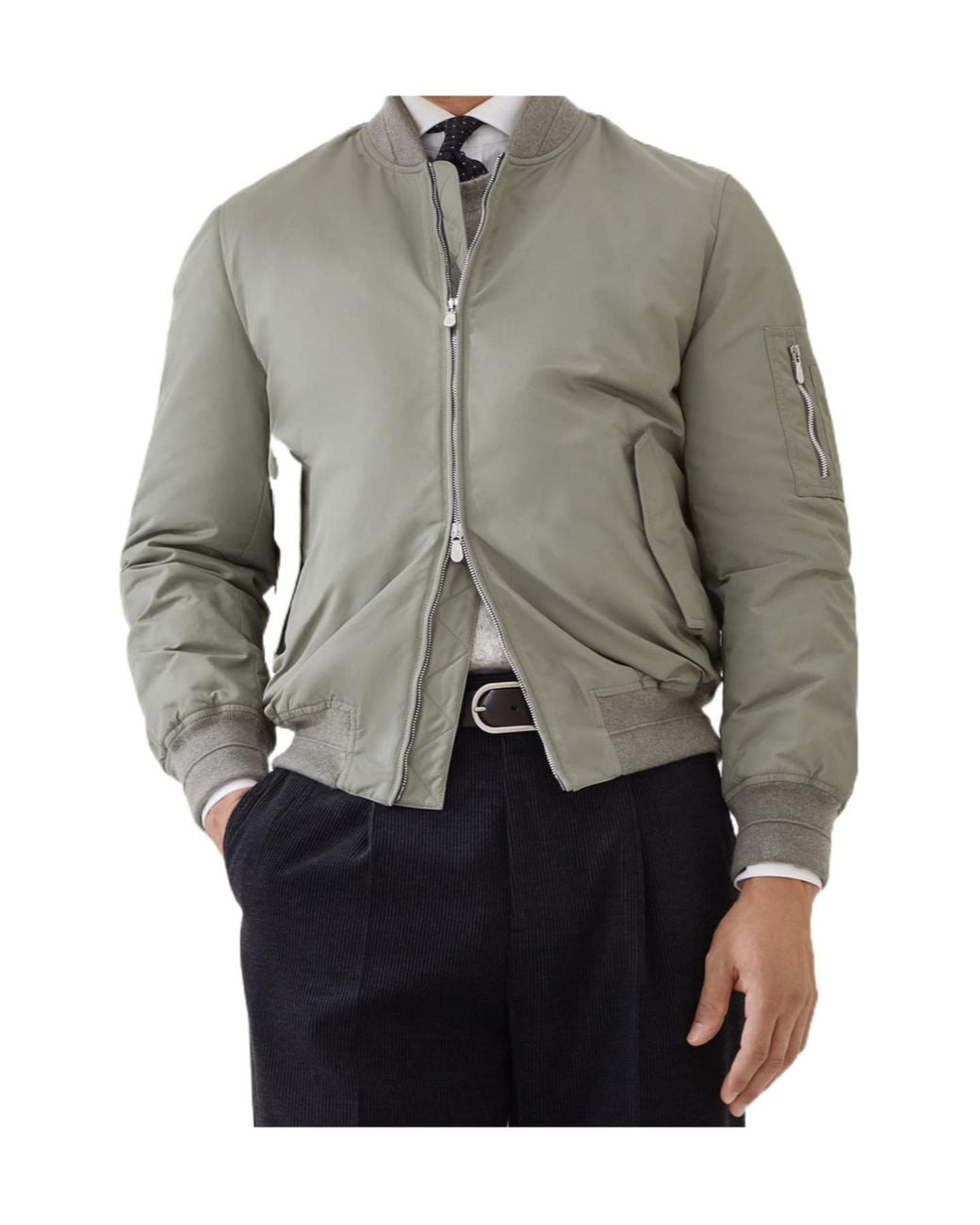 Brunello Cucinelli Gray Zip-Fastening Bomber Jacket for men