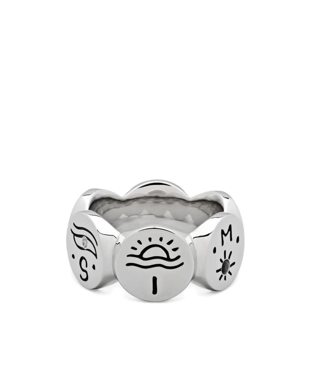 Tom Wood White Patterned Rings for men