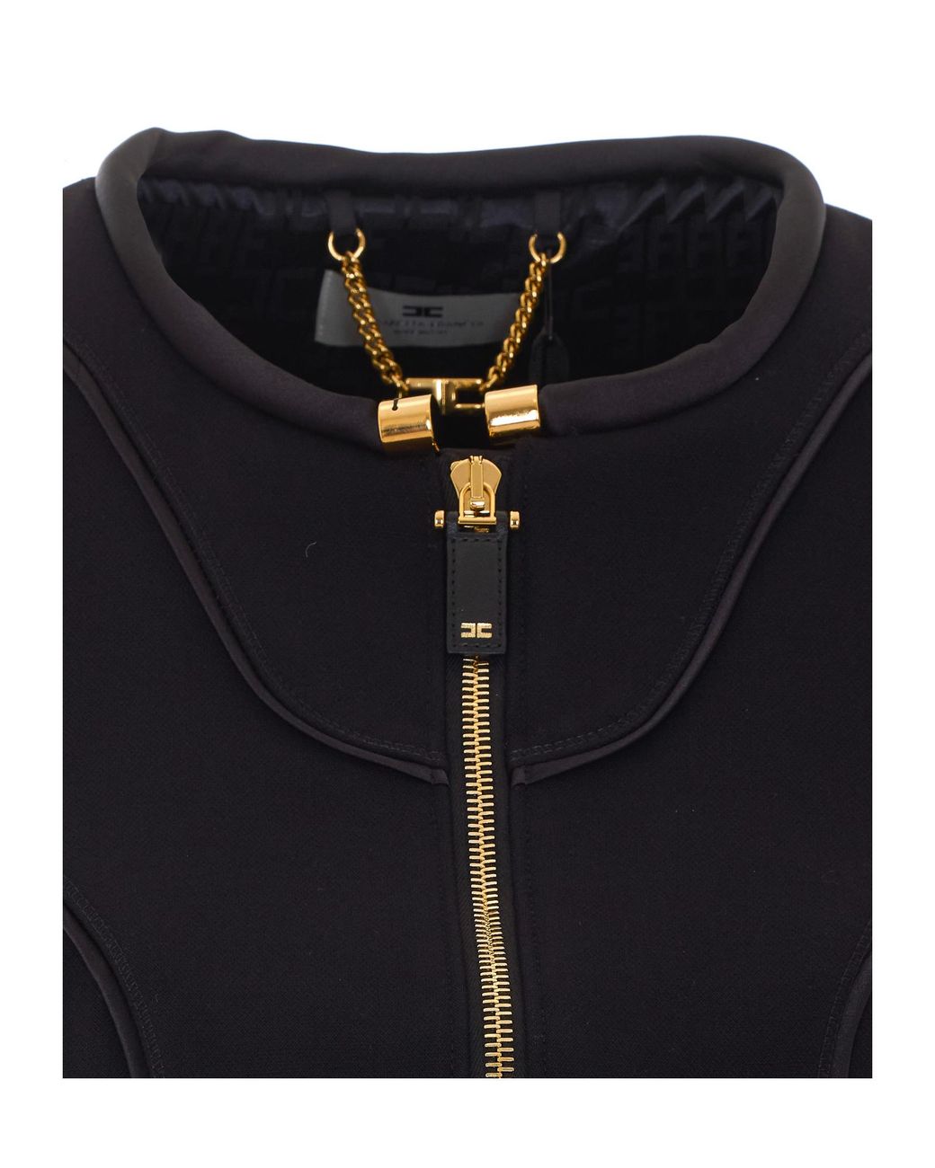 Elisabetta Franchi Black Zip Cropped Jacket