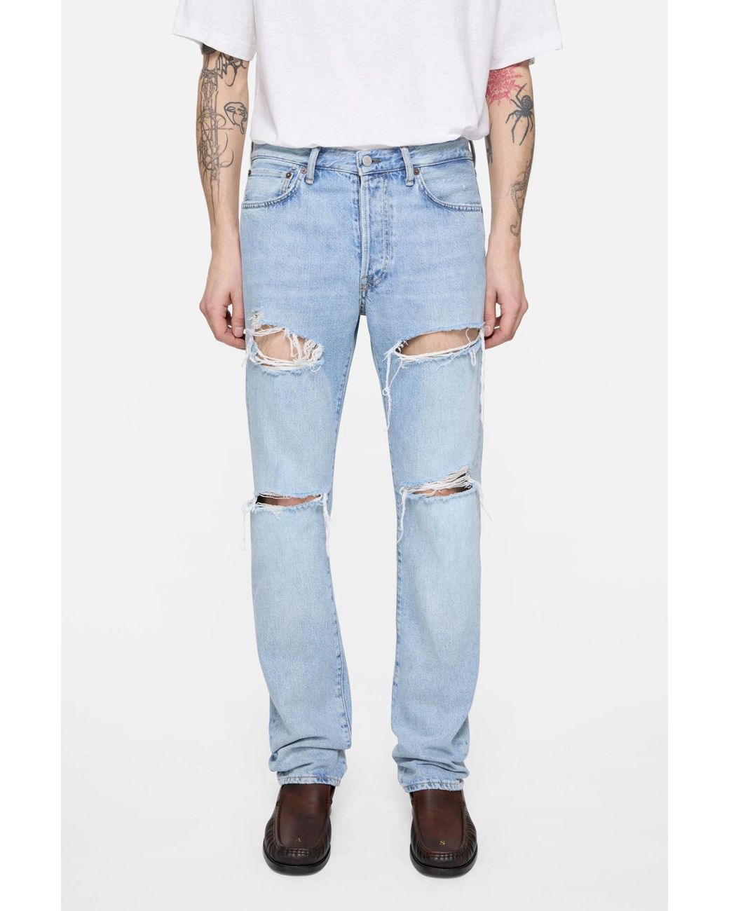 Acne Blue Distressed Jeans for men