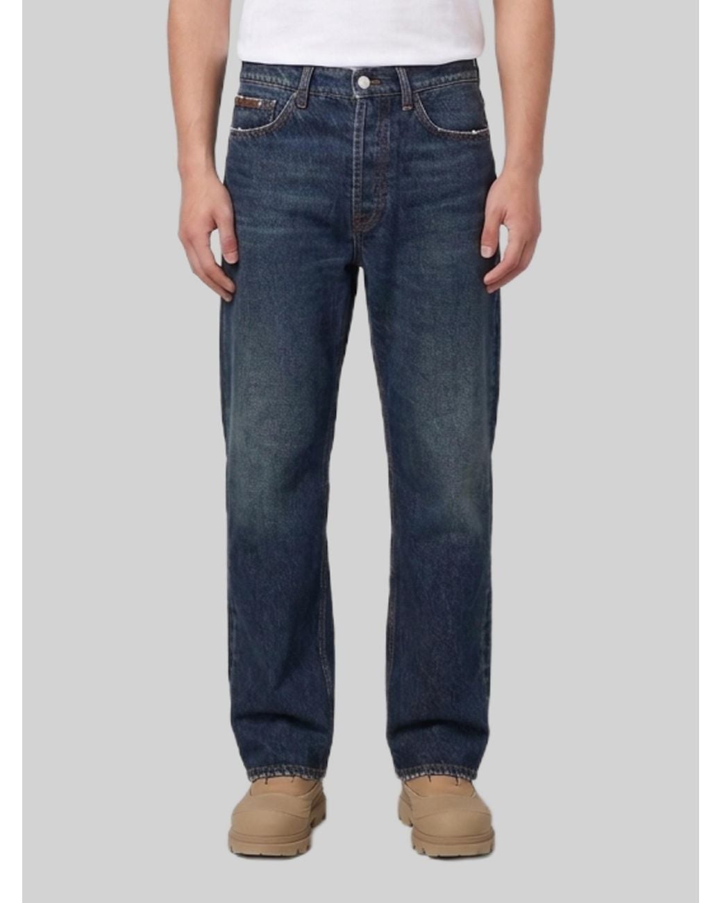 Moncler Blue Mid-Rise Straight-Leg Jeans for men