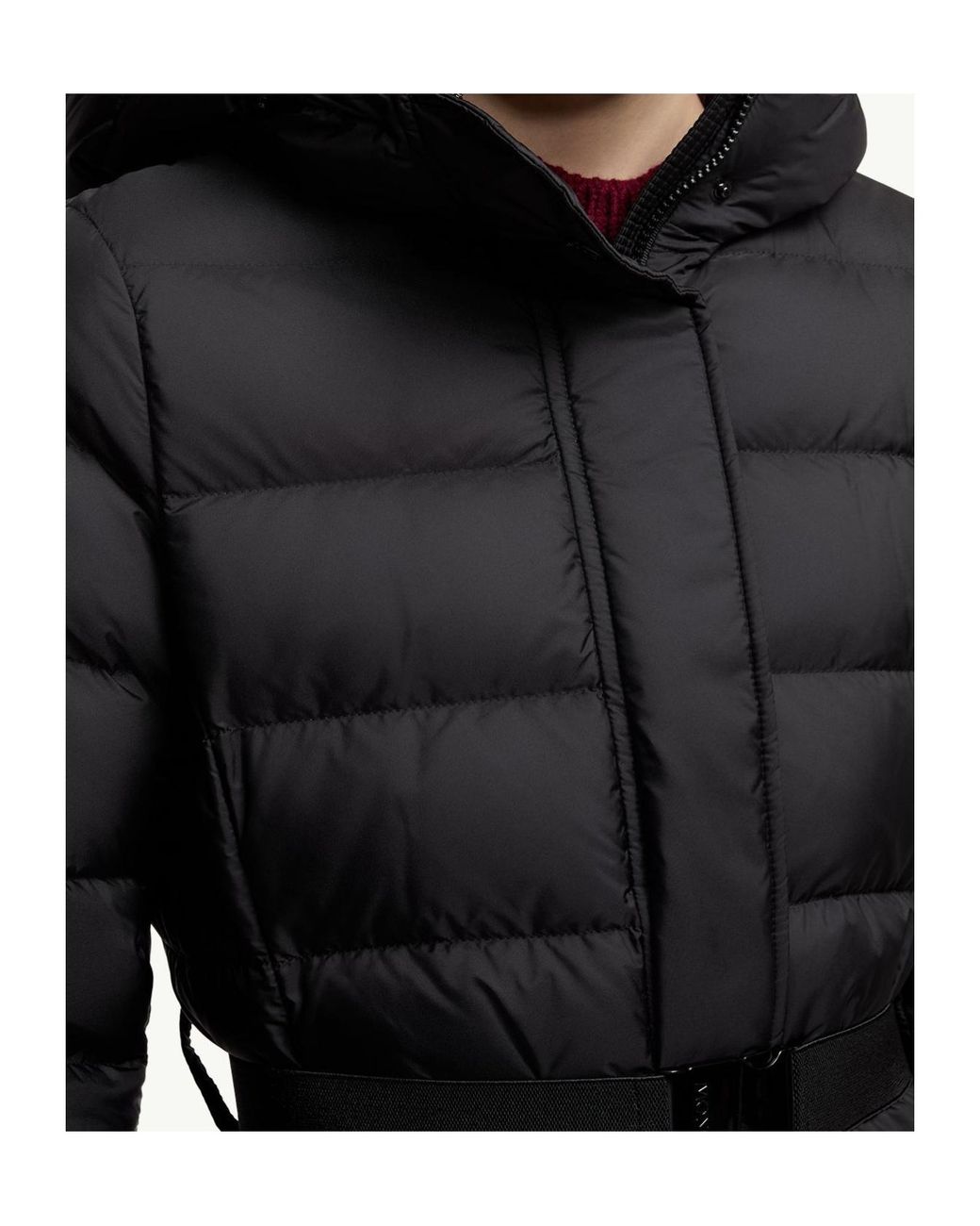 Moncler Black Khloesse Shearling-Trimmed Hooded Long Down Jacket