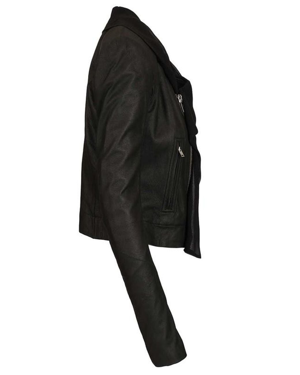 Rick Owens Black Scarf Embellished Biker Jacket