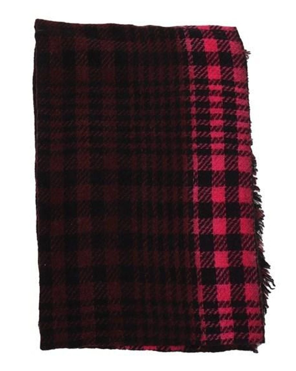 Faliero Sarti Red Checked Fringed-Edge Scarf