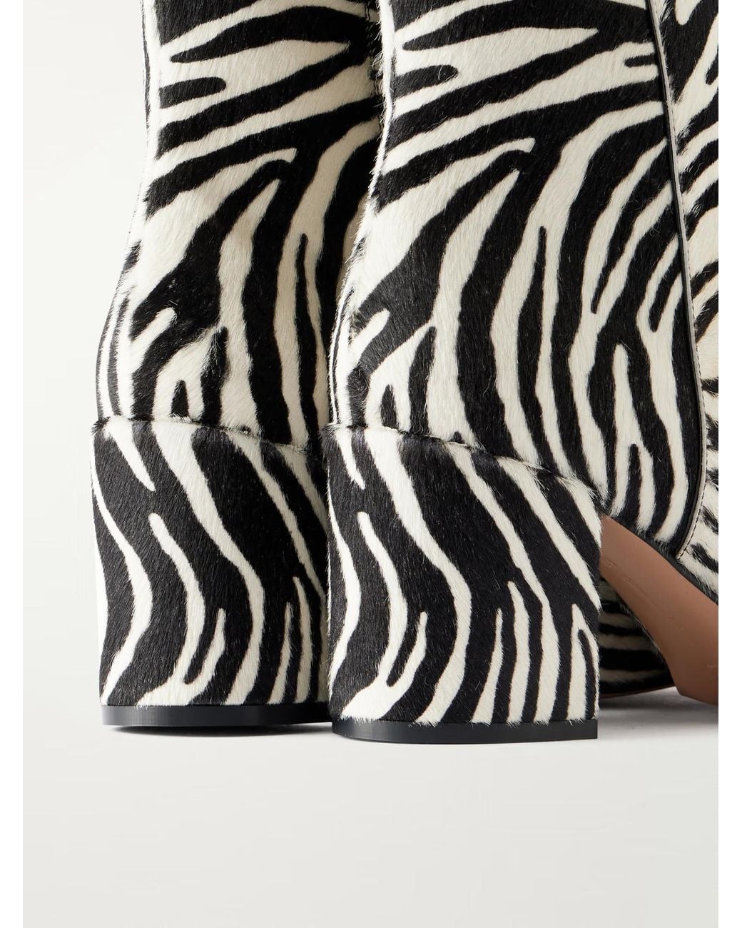 Gianvito Rossi Black Zebra-Print Calf Hair Boots