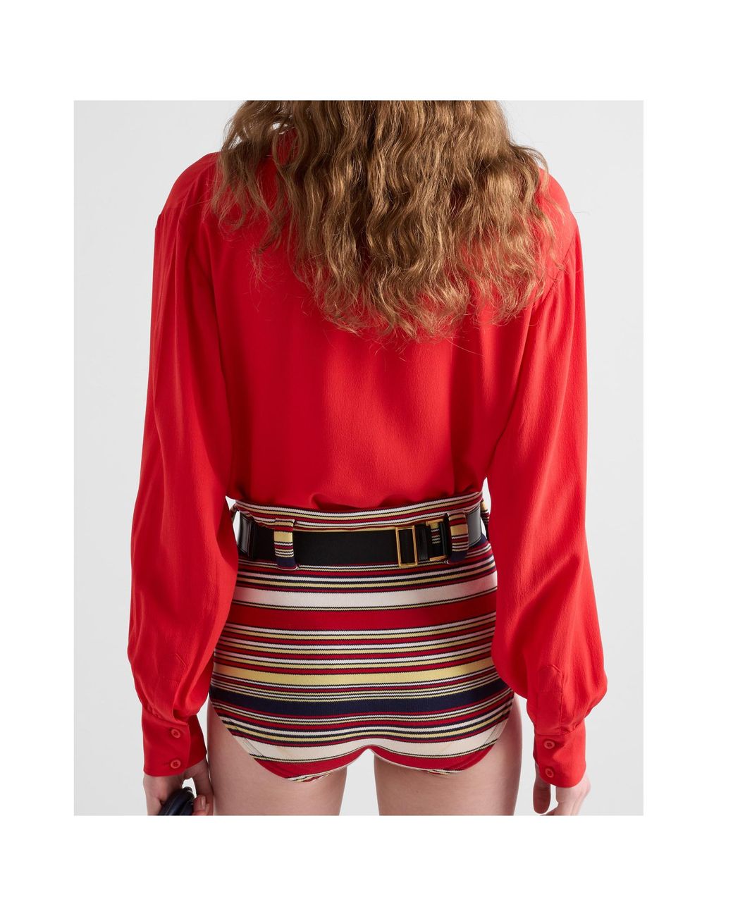 Prada Red Silk Blouse Top