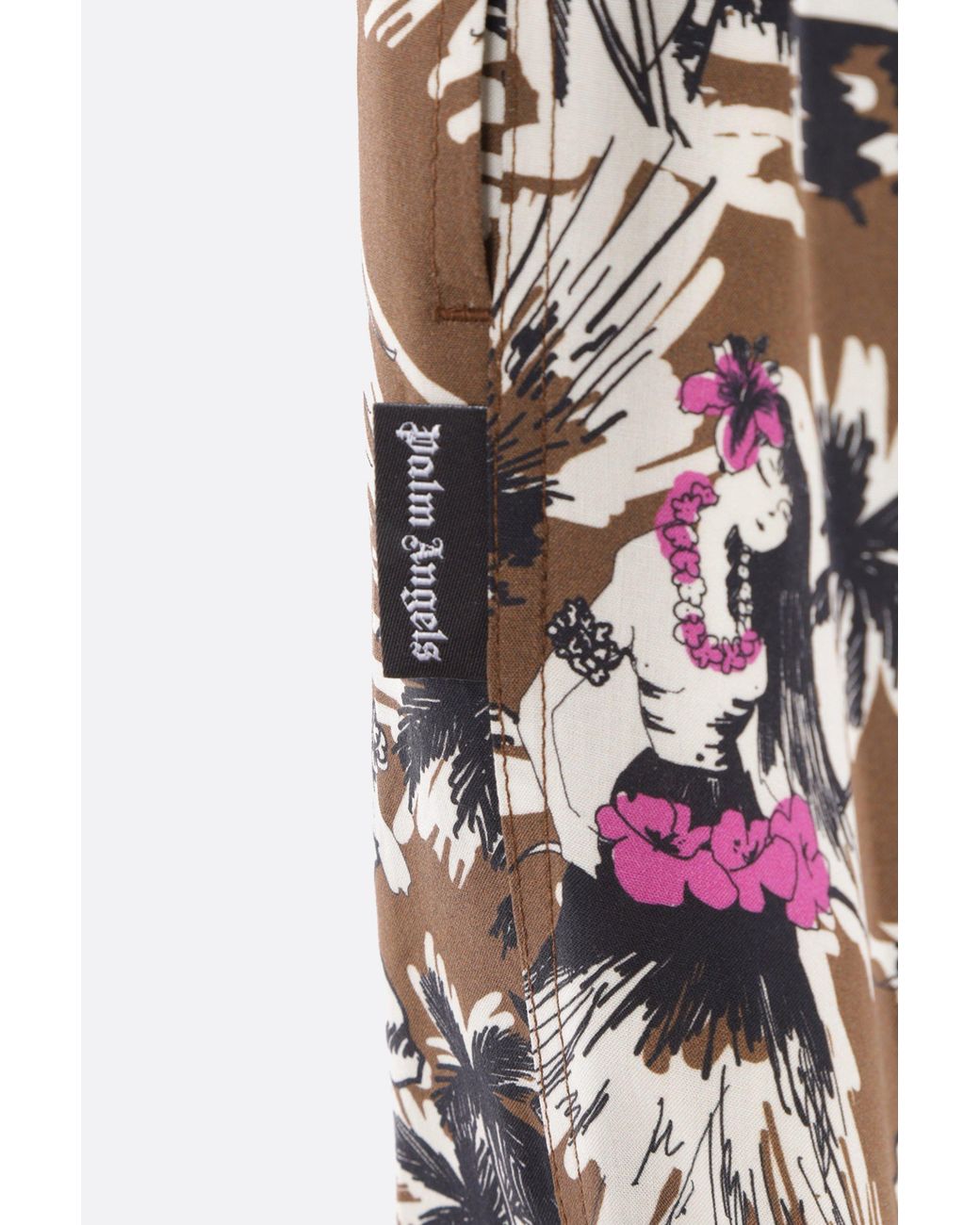 Palm Angels Gray Hula Printed Drawstring Shorts for men