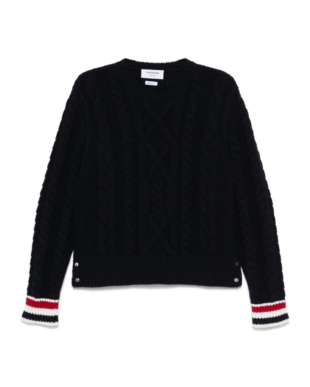 Thom Browne Black Aran Cable Stitch Pullover