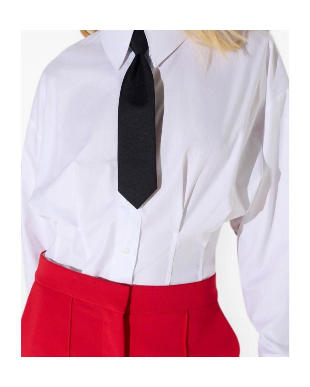 Elisabetta Franchi White Poplin Shirt With Bow Tie