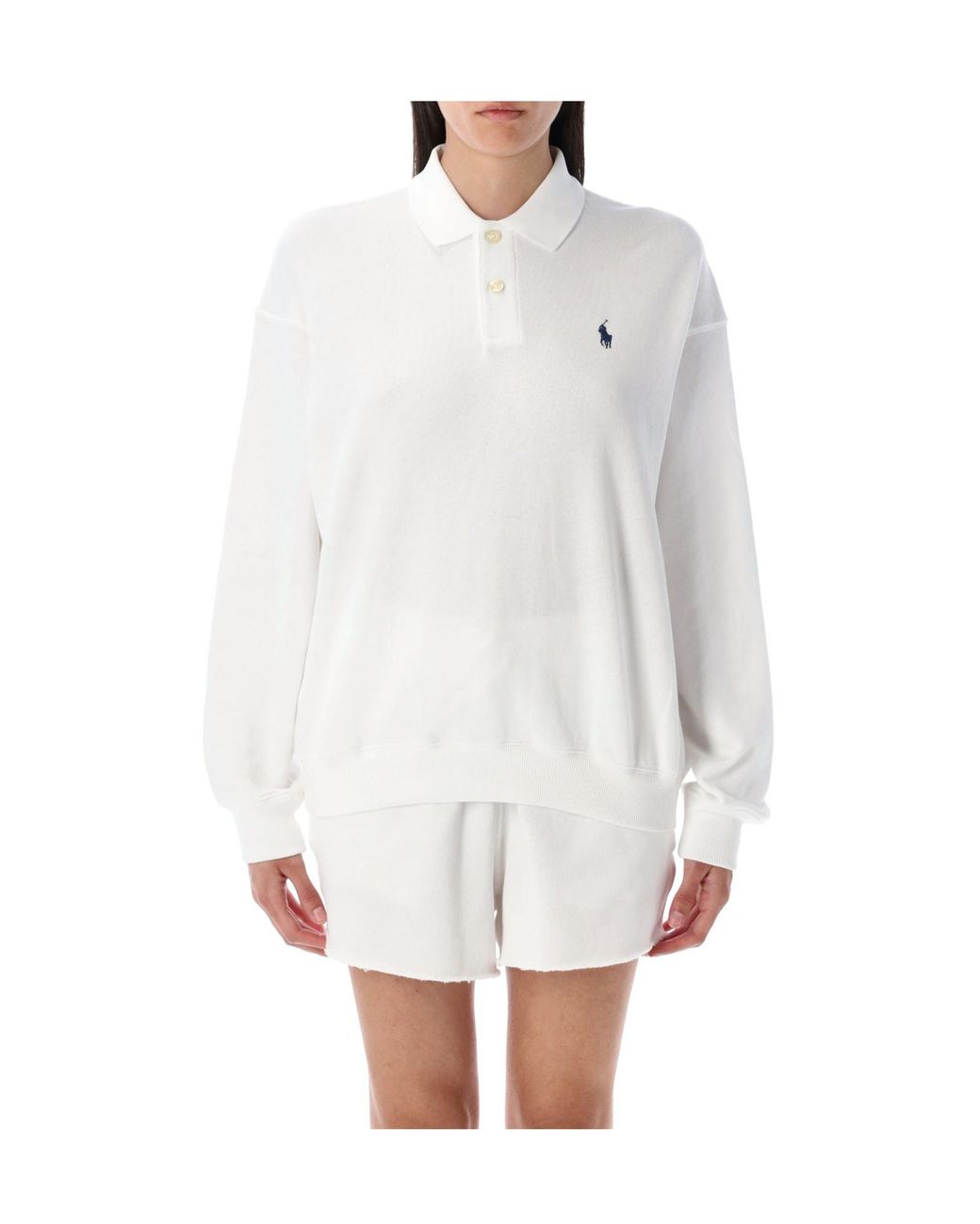 Polo Ralph Lauren Gray Logo-Embroidered Long-Sleeved Polo Shirt