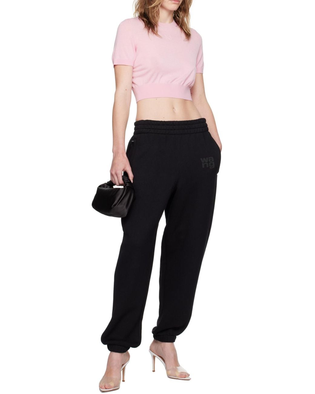 T By Alexander Wang Black Logo Cuffed Joggers
